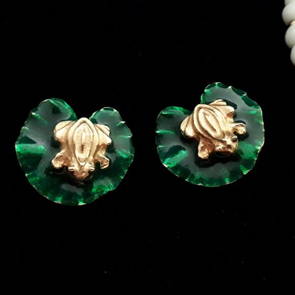 Frog Gay Boyer Demi Parure Milk Glass beads - Picture 2 of 12